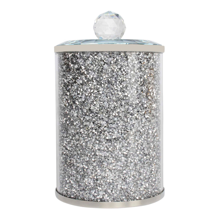 Silver Crushed Diamond Glass Canister in Gift Box