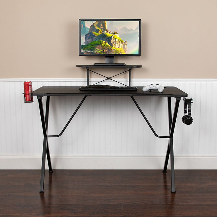 Flash Furniture Black Gaming Desk with Cup Holder, Headphone Hook, and