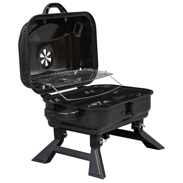 Portable Charcoal Grill BBQ And Smoker With Lid Folding Tabletop Grill