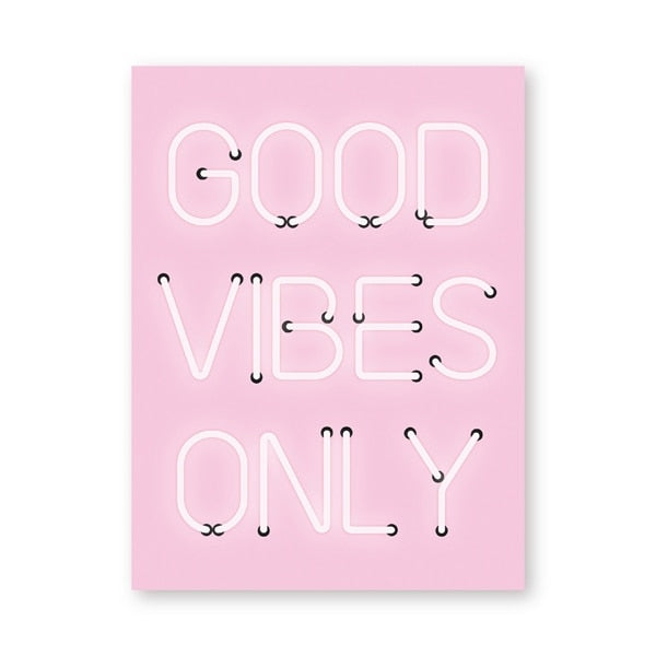 Good Vibes Only Quote Print Neon Lights Sign